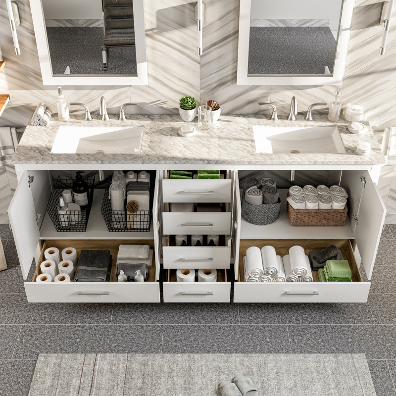 Brayden Studio® Pichardo 84'' Free Standing Double Bathroom Vanity with